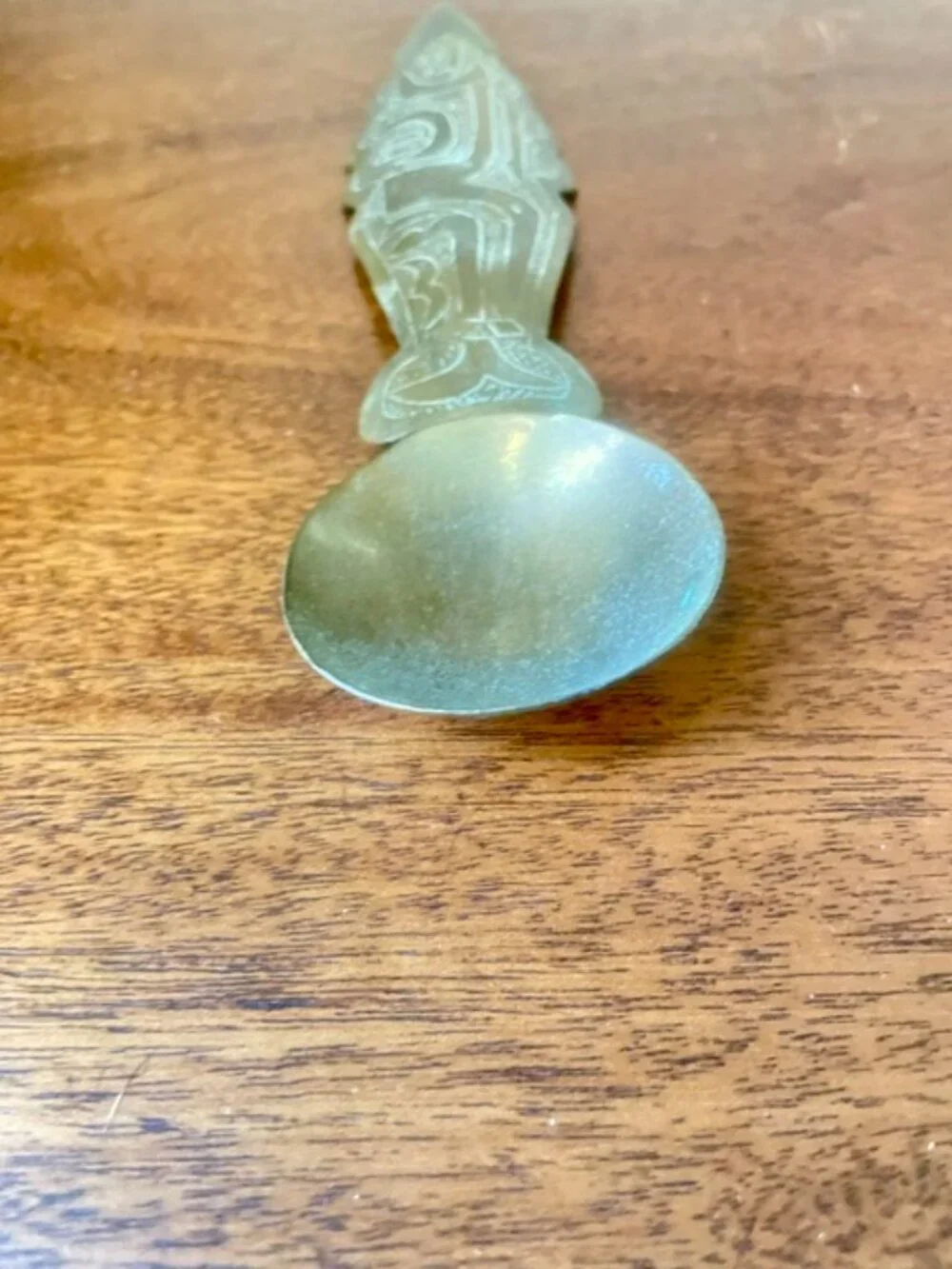 Vintage Brass Etched Spoon Boho Old World Kitchen Art Wall Hanging Unique Décor